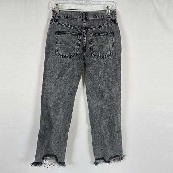 Free People Jeans Women's 24 Maggie Mid-Rise Straight Charcoal Distress NWT - Picture 6 of 14